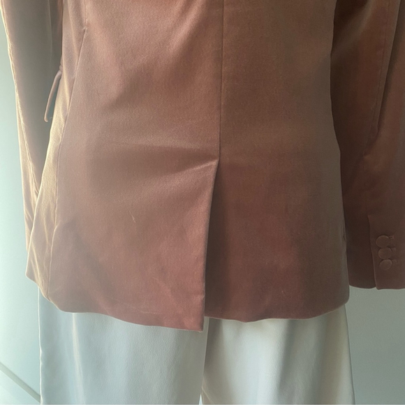 Frame Single Breast Lined Velvet Blazer Notch Lapel Pockets Old Rose - 0 - Picture 8 of 14